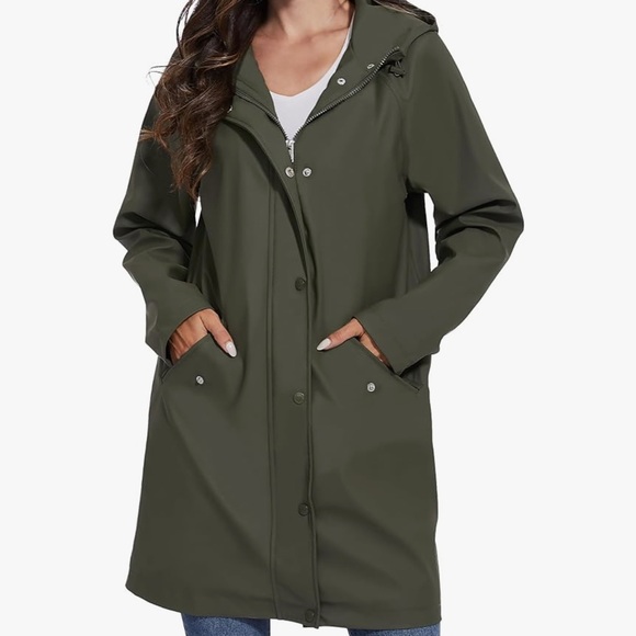 Forest green rain coat jacket - Picture 4 of 7